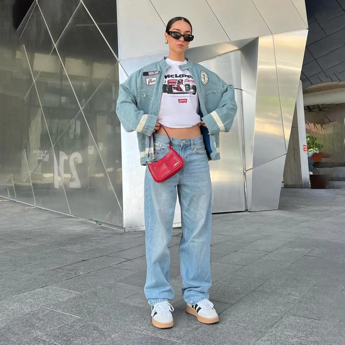 Mandonce Denim Jacket for Women Cargo Distressed Vintage Y2K Tops with Pocket Jackets for Women Trendy