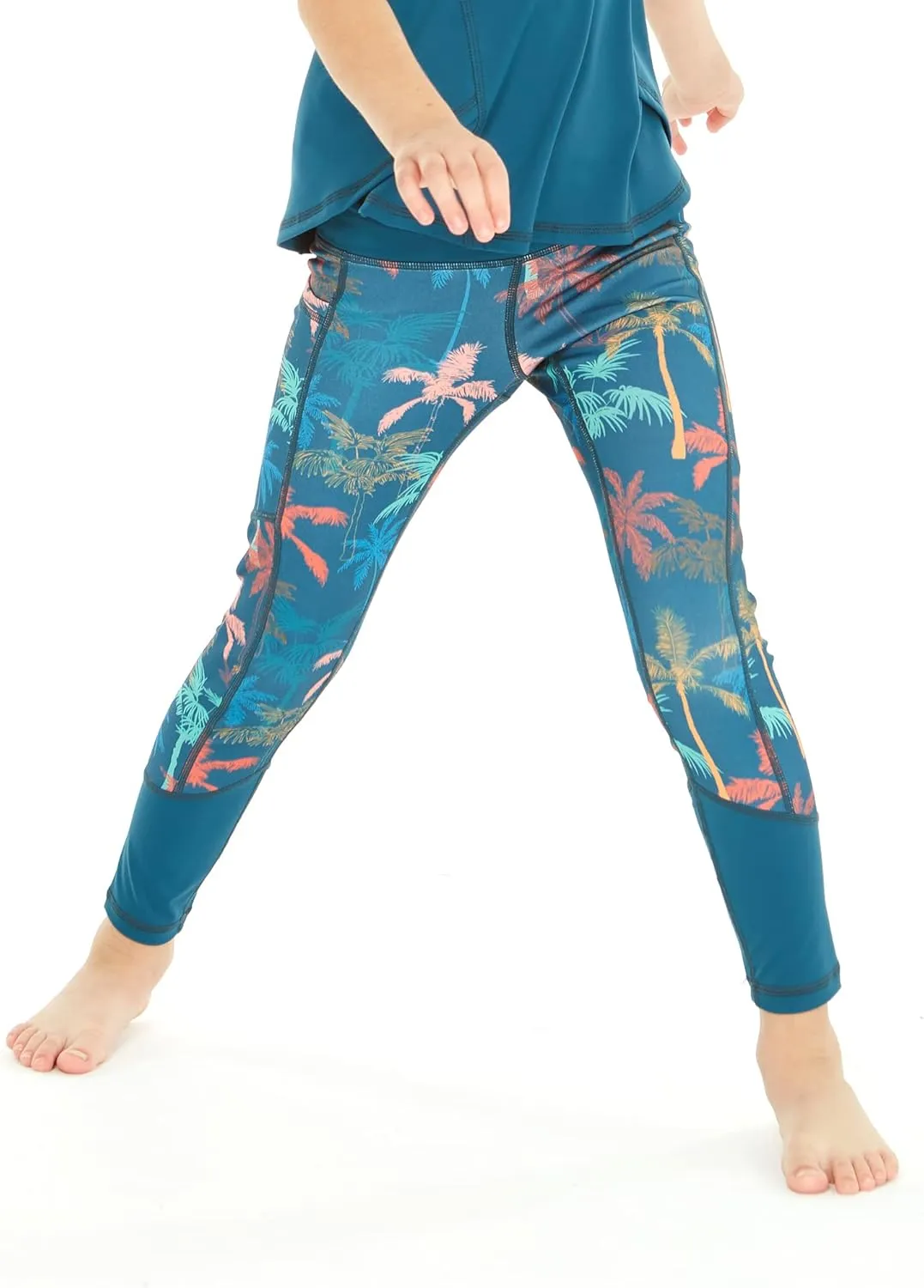 Matchable Mother or Daguhter Hawaiian Activewear Set in Crayon Palms Green