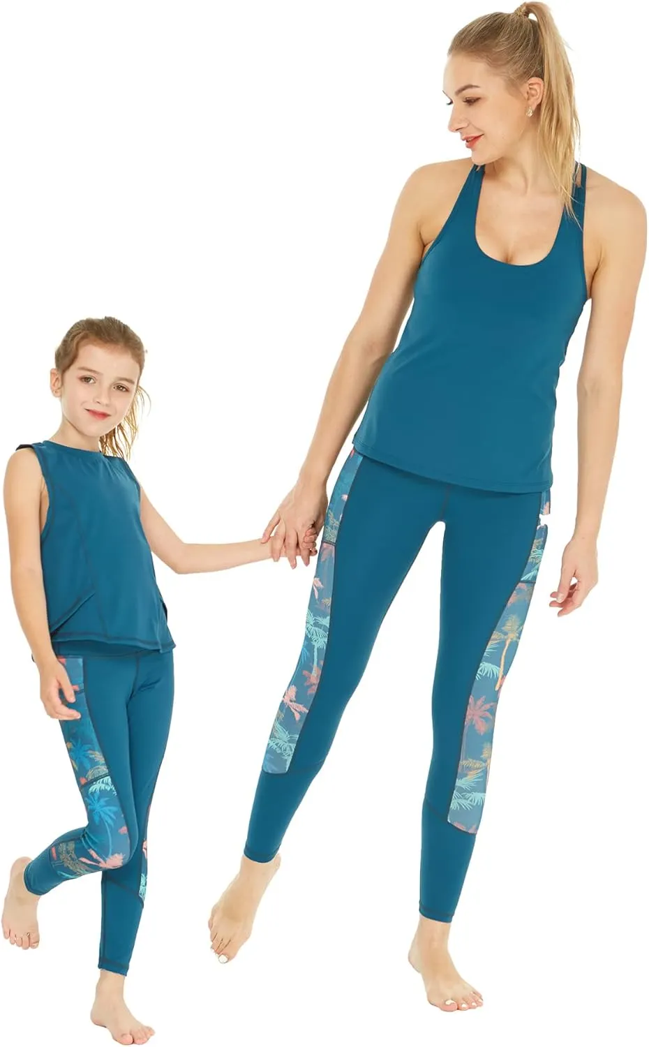Matchable Mother or Daguhter Hawaiian Activewear Set in Crayon Palms Green