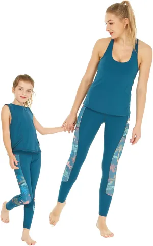 Matchable Mother or Daguhter Hawaiian Activewear Set in Crayon Palms Green