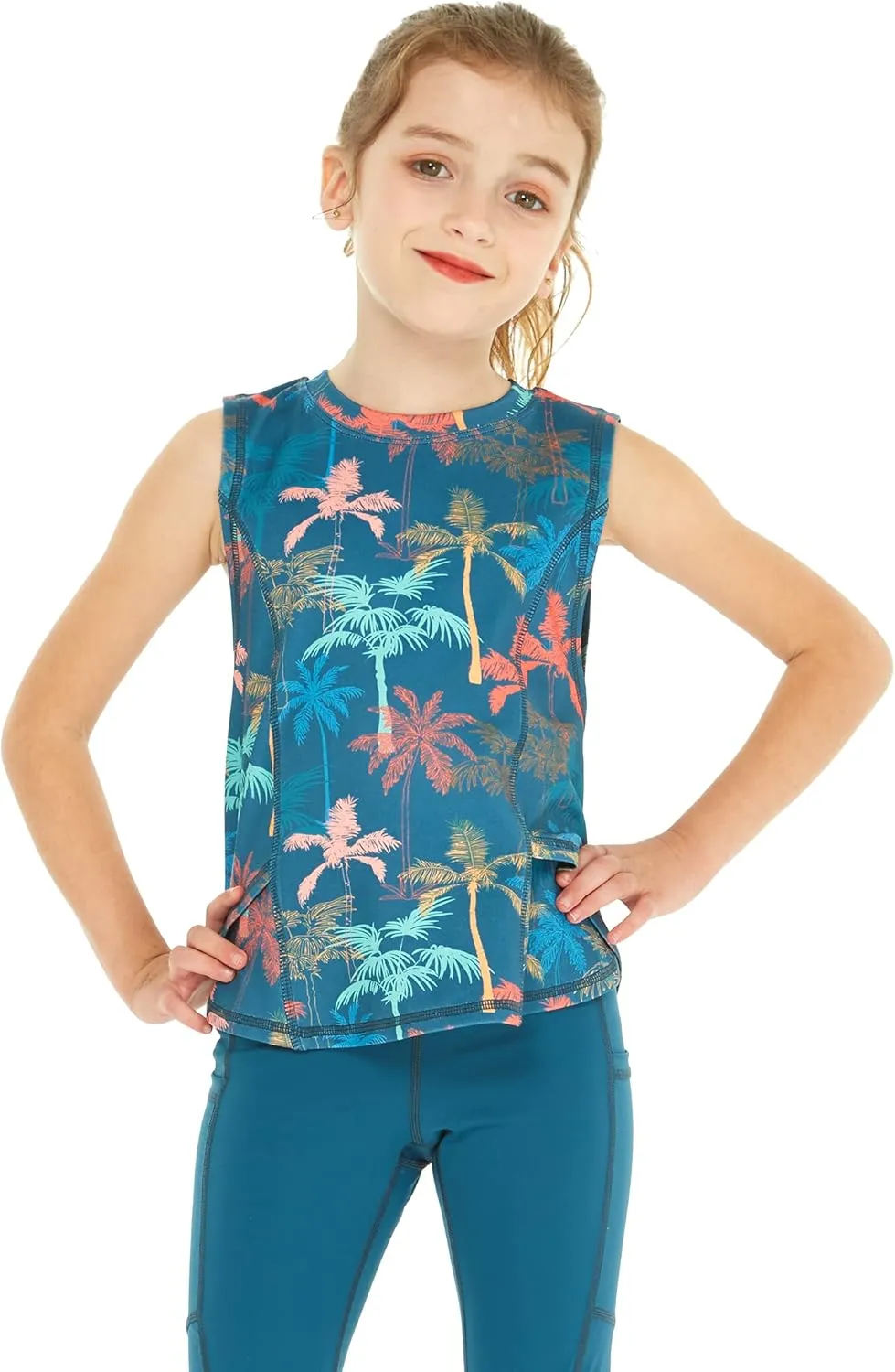 Matchable Mother or Daguhter Hawaiian Activewear Set in Crayon Palms Green