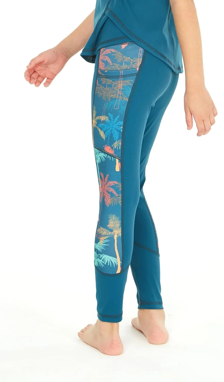 Matchable Mother or Daguhter Hawaiian Activewear Set in Crayon Palms Green