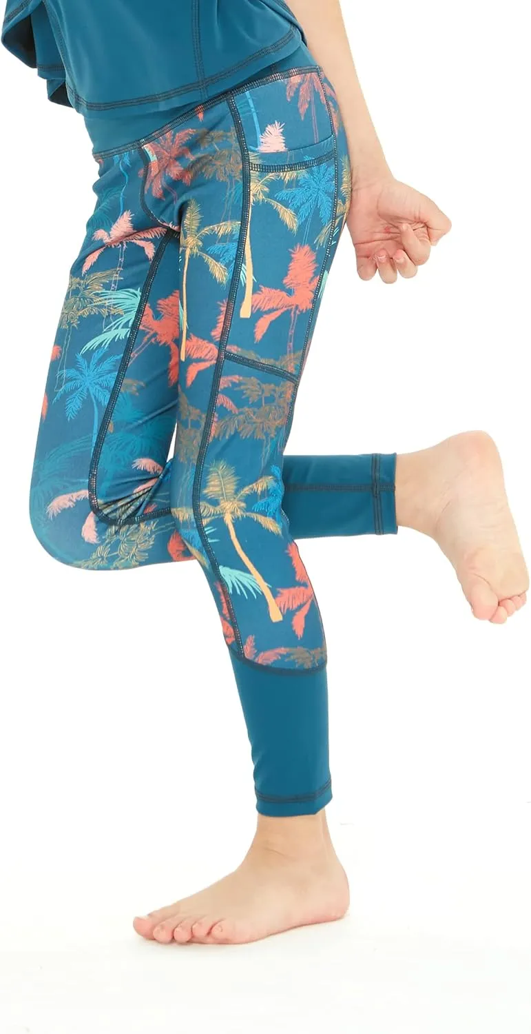 Matchable Mother or Daguhter Hawaiian Activewear Set in Crayon Palms Green