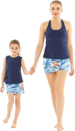 Matchable Mother or Daguhter Hawaiian Activewear Set in Firebird Blue White