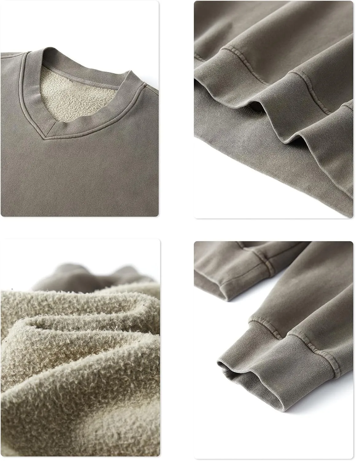 Meladyan Women Casual Cropped Sweatshirt Basic Solid Long Sleeve Fleece V Neck Loose Drop Shoulder Pullover Crop Tops Vintage