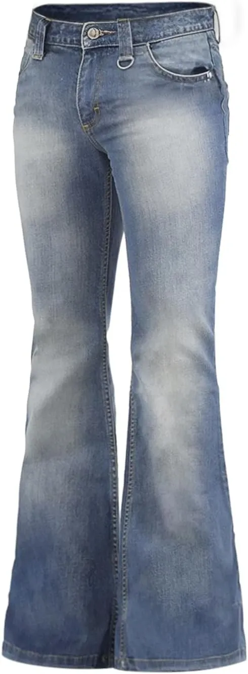 Men's Bell Bottom Jeans 60s 70s Outfits for Men,Mens Flare Jeans Bell Bottoms Pants Blue