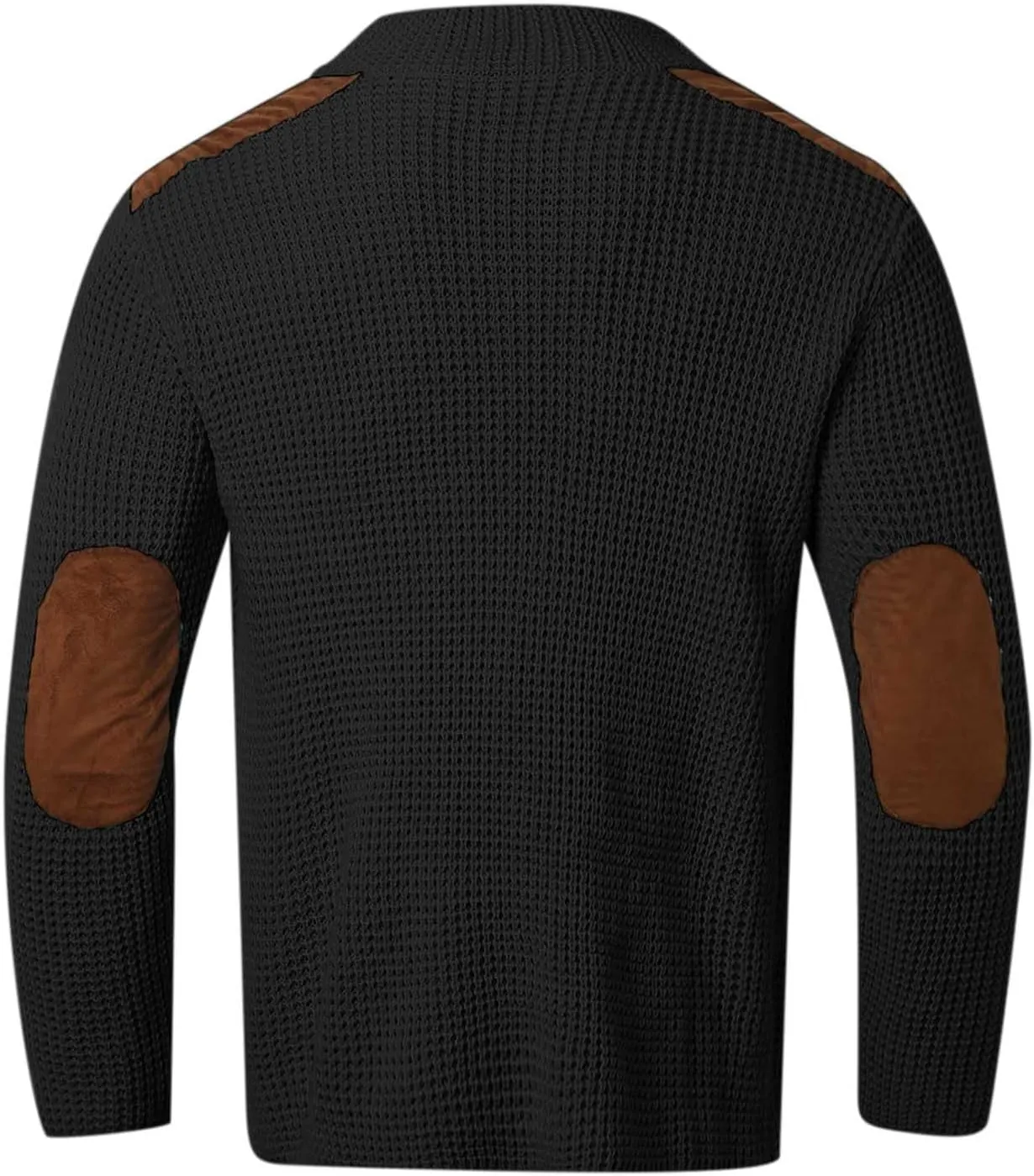 Mens Cardigan Sweater Shawl Collar Button Down Warm Knitted Sweaters Plus Size Elbow Patch Winter Chunky Cardigans