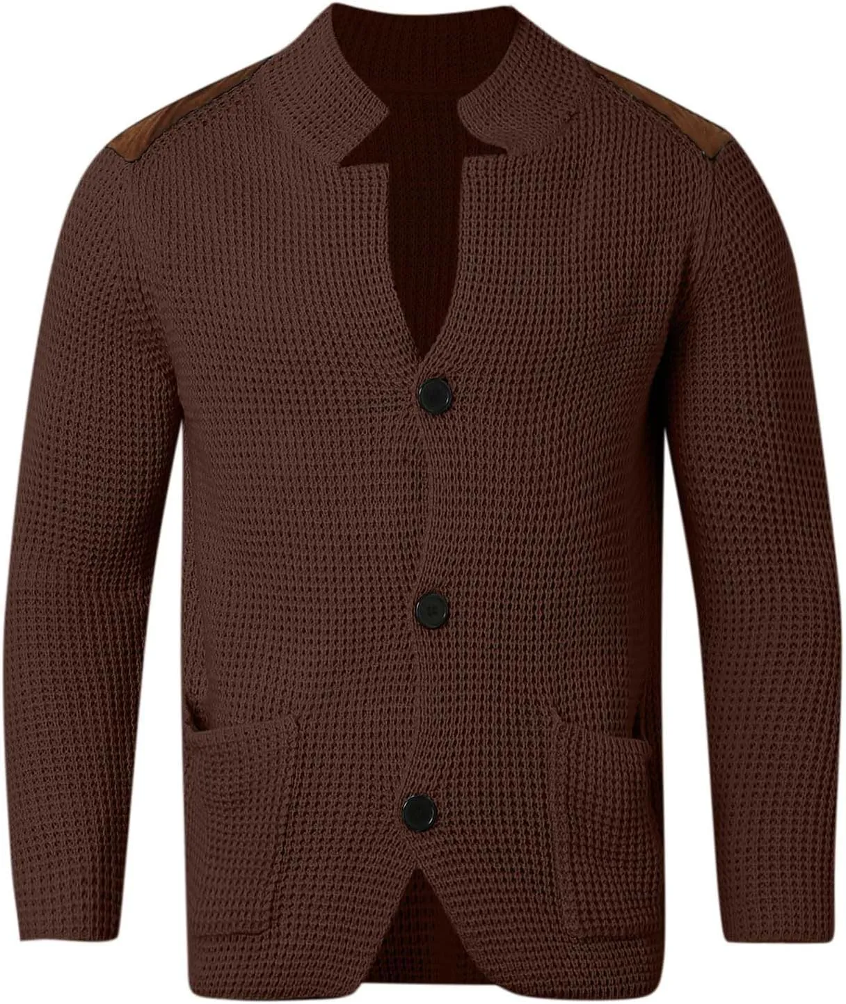 Mens Cardigan Sweater Shawl Collar Button Down Warm Knitted Sweaters Plus Size Elbow Patch Winter Chunky Cardigans