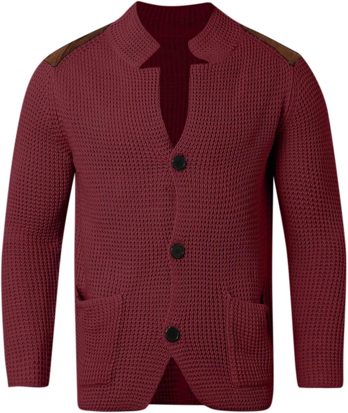 Mens Cardigan Sweater Shawl Collar Button Down Warm Knitted Sweaters Plus Size Elbow Patch Winter Chunky Cardigans