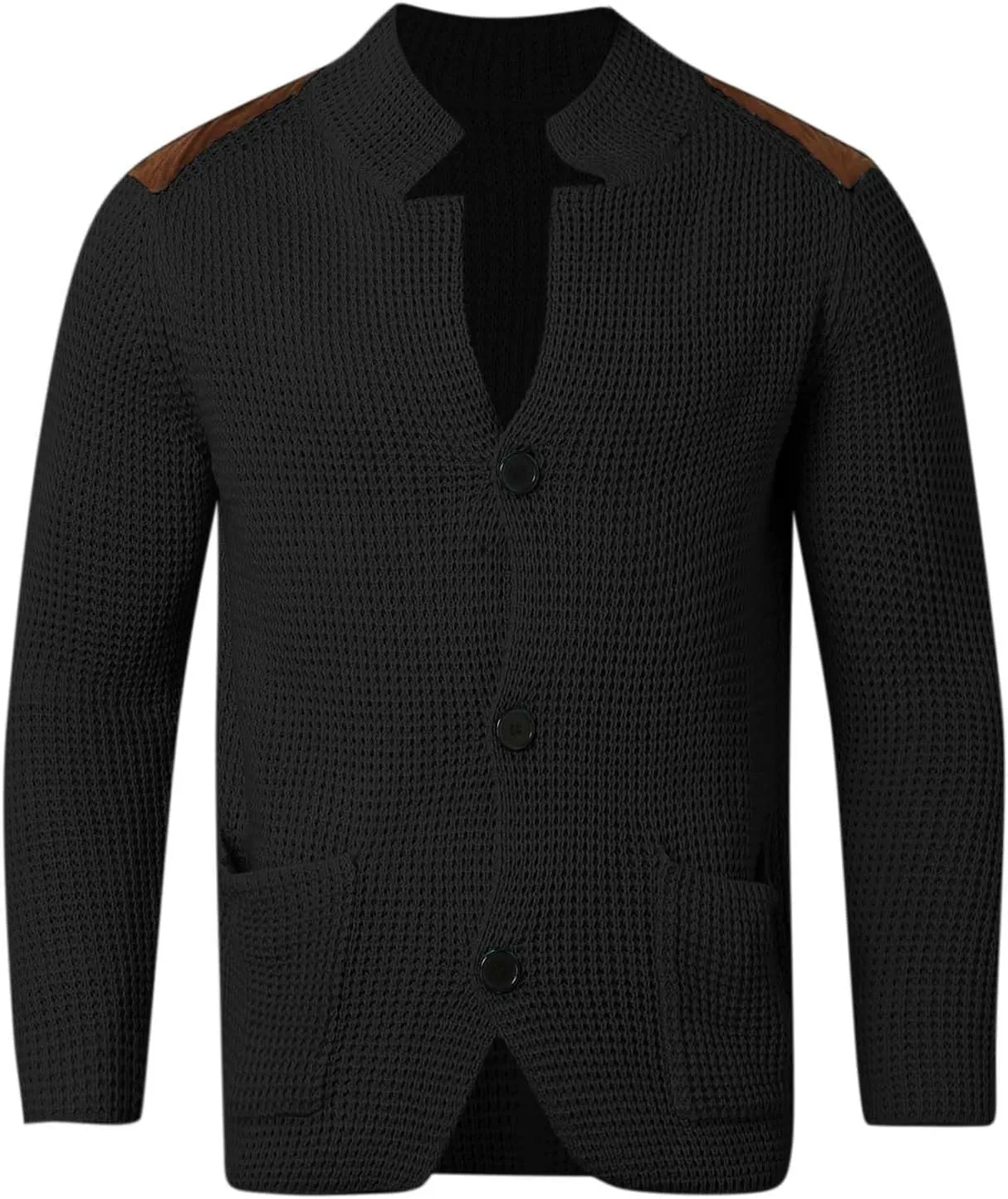 Mens Cardigan Sweater Shawl Collar Button Down Warm Knitted Sweaters Plus Size Elbow Patch Winter Chunky Cardigans