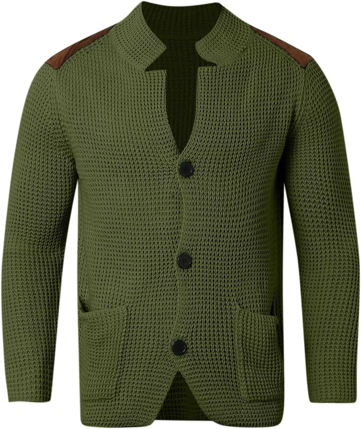 Mens Cardigan Sweater Shawl Collar Button Down Warm Knitted Sweaters Plus Size Elbow Patch Winter Chunky Cardigans