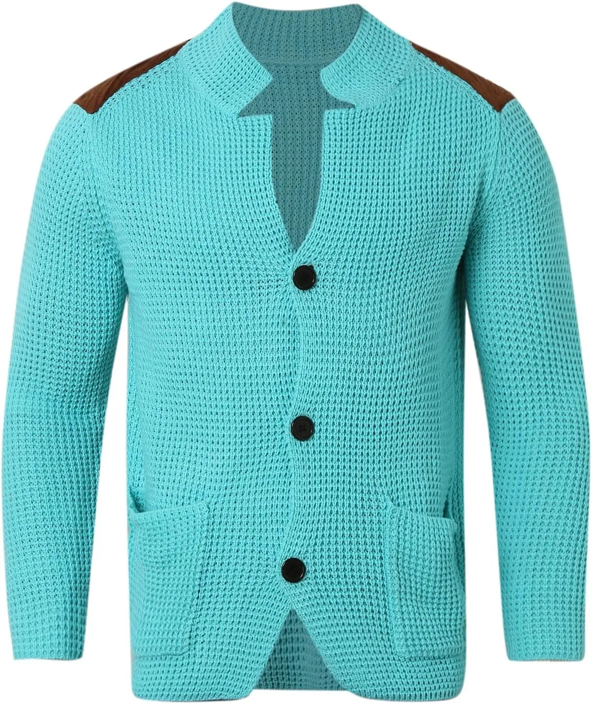 Mens Cardigan Sweater Shawl Collar Button Down Warm Knitted Sweaters Plus Size Elbow Patch Winter Chunky Cardigans