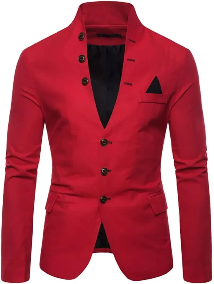 Mens Casual Solid Color Blazer Multi-Buttons Slim Fit Sports Coat for Wedding