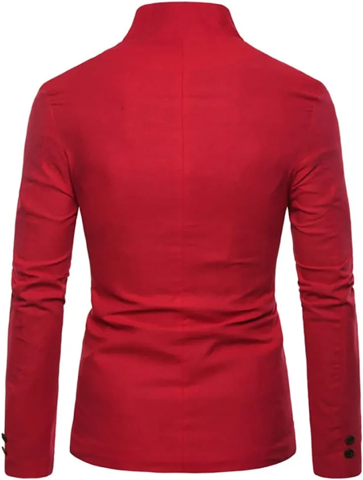 Mens Casual Solid Color Blazer Multi-Buttons Slim Fit Sports Coat for Wedding