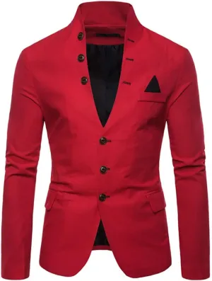 Mens Casual Solid Color Blazer Multi-Buttons Slim Fit Sports Coat for Wedding