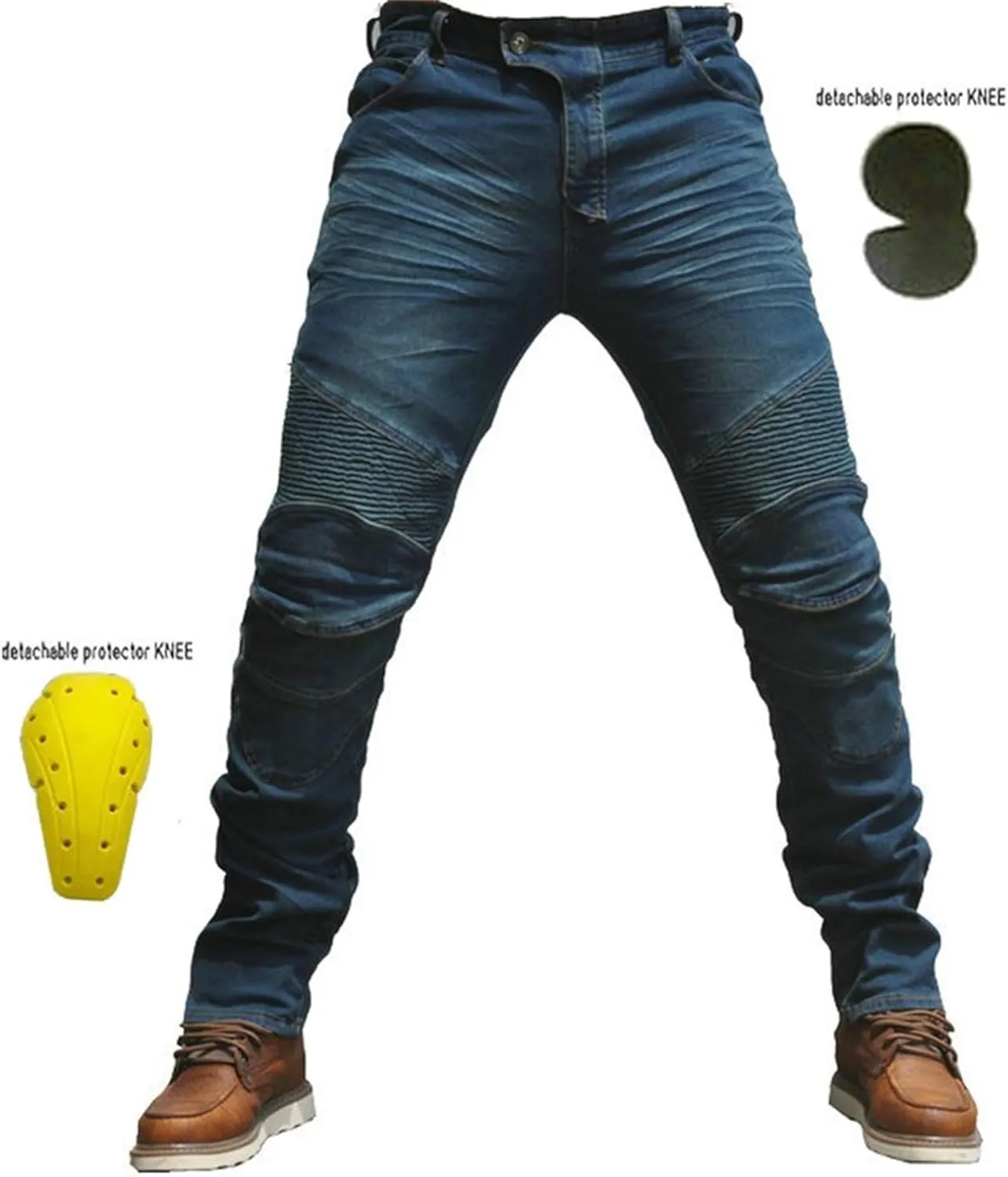 Men's Slim Fit Motorcycle Riding Jeans Armor Racing Cycling Denim Jeans Knee and Hip Armor Pads Jeans