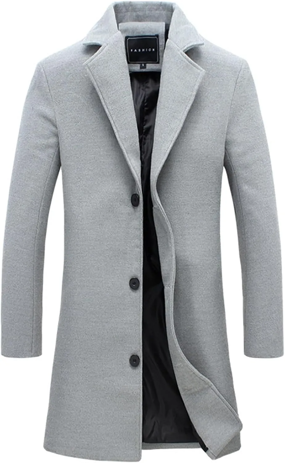 Mens Trench Coat Classic Notched Lapel Overcoat Winter Single Breasted Peacoat Warm Long Jacket Peacoat