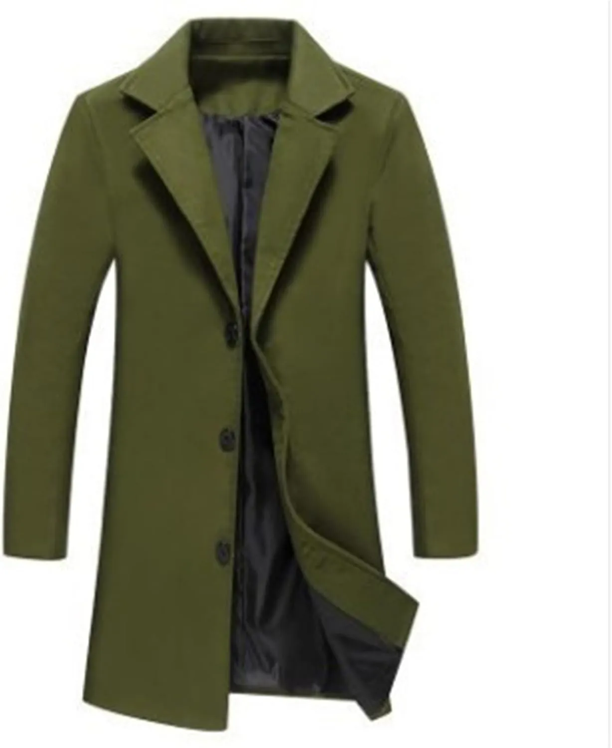 Mens Trench Coat Classic Notched Lapel Overcoat Winter Single Breasted Peacoat Warm Long Jacket Peacoat