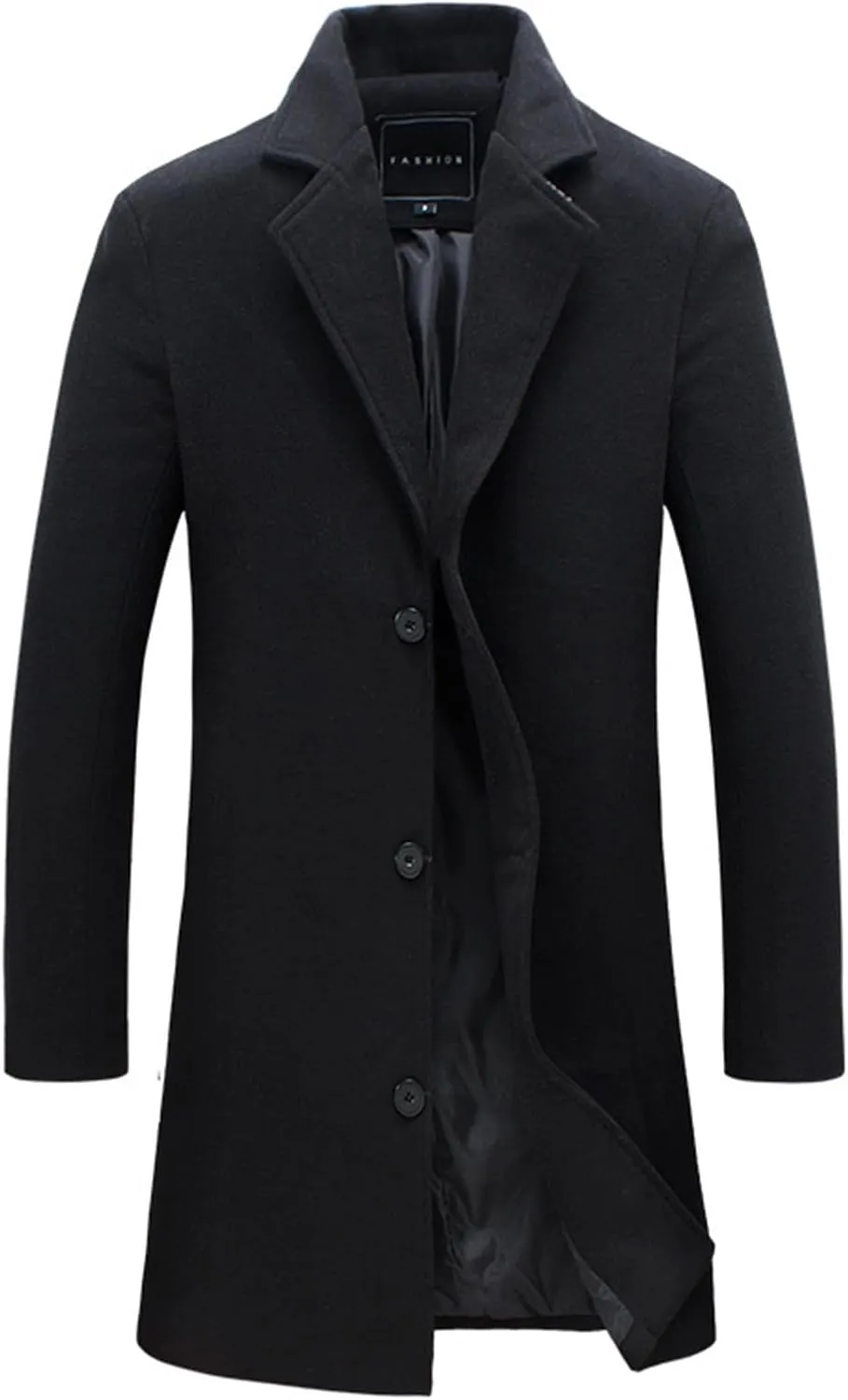 Mens Trench Coat Classic Notched Lapel Overcoat Winter Single Breasted Peacoat Warm Long Jacket Peacoat