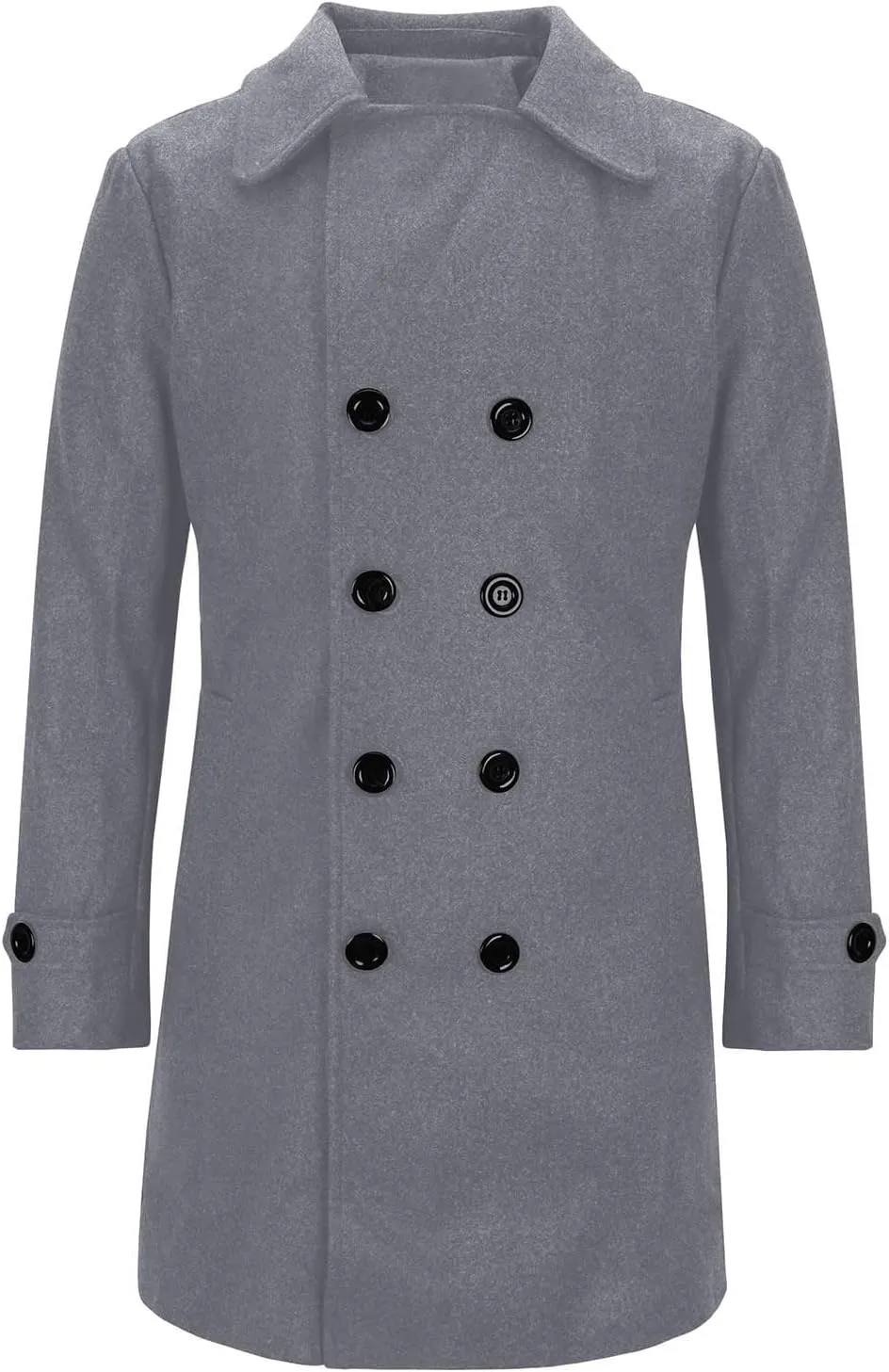 Men's Trench Coat Classic Notched Lapel Peacoat Warm Double Breasted Overcoat Elegant Long Jacket Overcoat