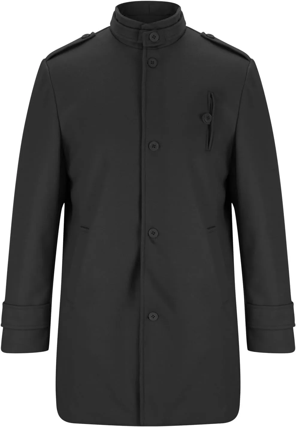 Men's Trench Coat Warm Notched Collar Overcoat Classic Single Breasted Peacoat Elegant Long Jacket Overcoat