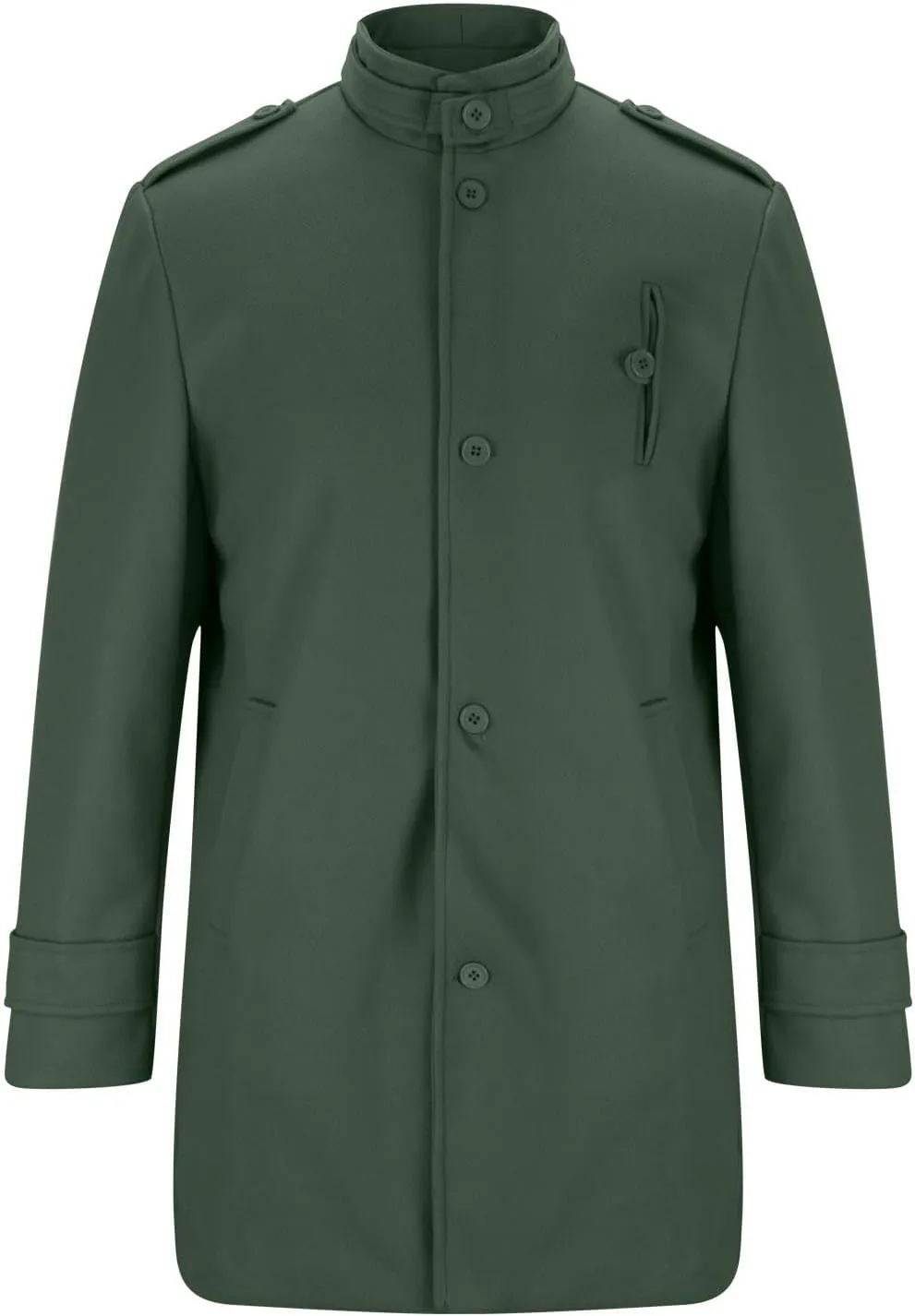 Men's Trench Coat Warm Notched Collar Overcoat Classic Single Breasted Peacoat Elegant Long Jacket Overcoat