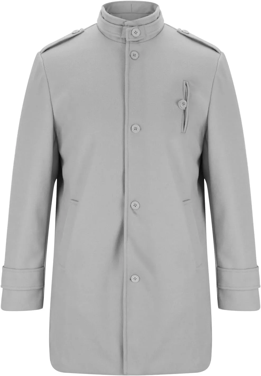 Men's Trench Coat Warm Notched Collar Overcoat Classic Single Breasted Peacoat Elegant Long Jacket Overcoat