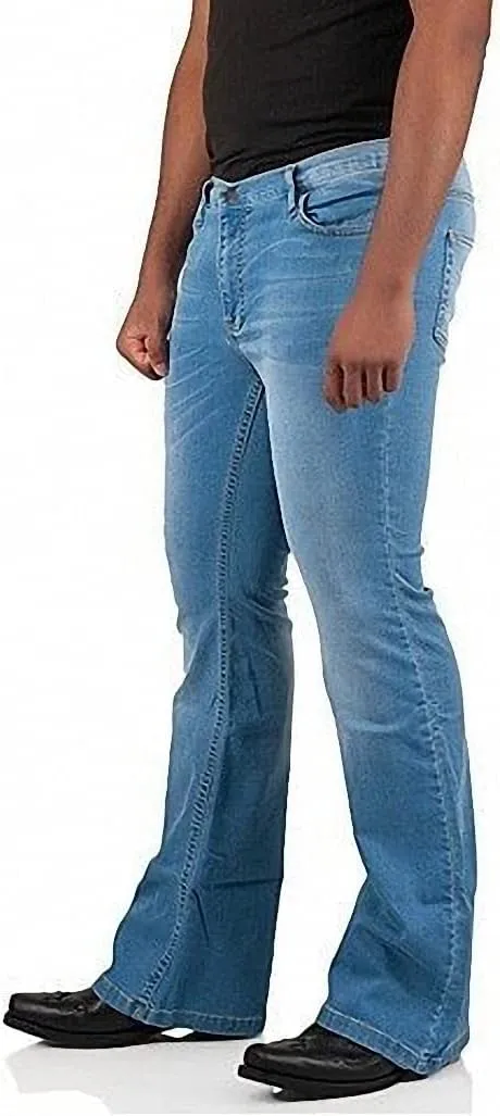Men's Vintage Bell Bottom Jeans 60s 70s Outfits for Men,Mens Bell Bottoms Disco Pants Flared Jeans