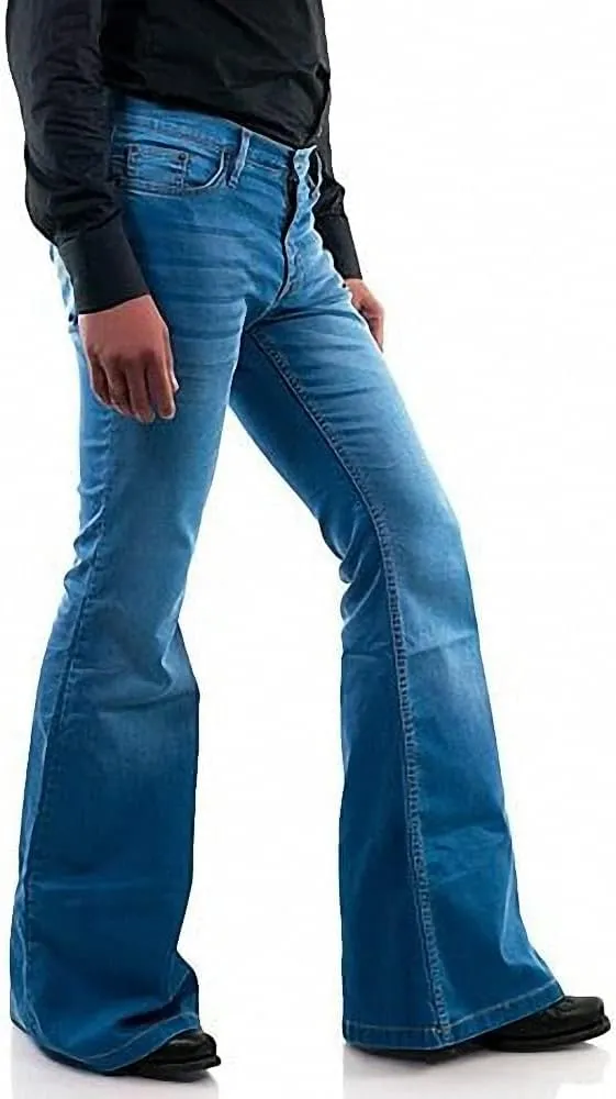 Men's Vintage Bell Bottom Jeans 60s 70s Outfits for Men,Mens Bell Bottoms Disco Pants Flared Jeans