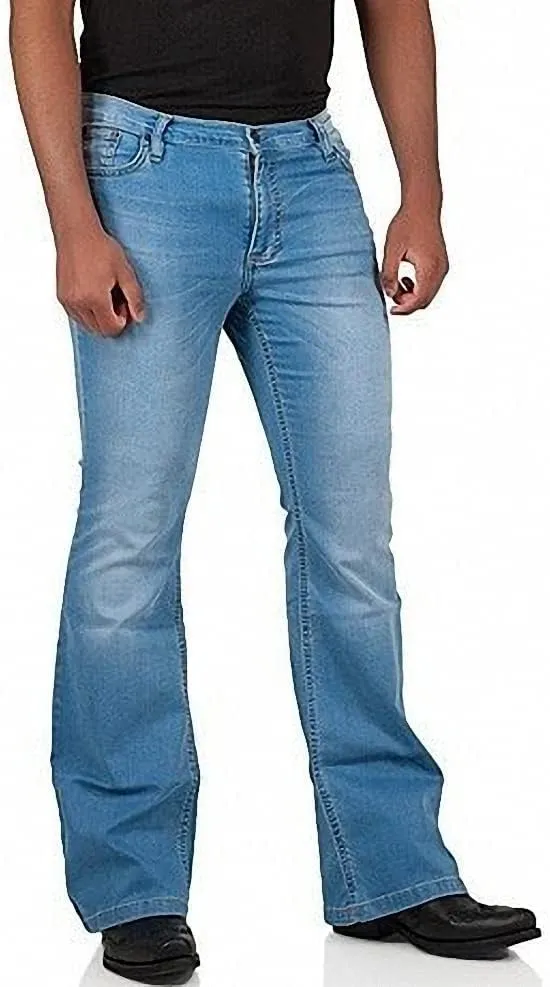 Men's Vintage Bell Bottom Jeans 60s 70s Outfits for Men,Mens Bell Bottoms Disco Pants Flared Jeans