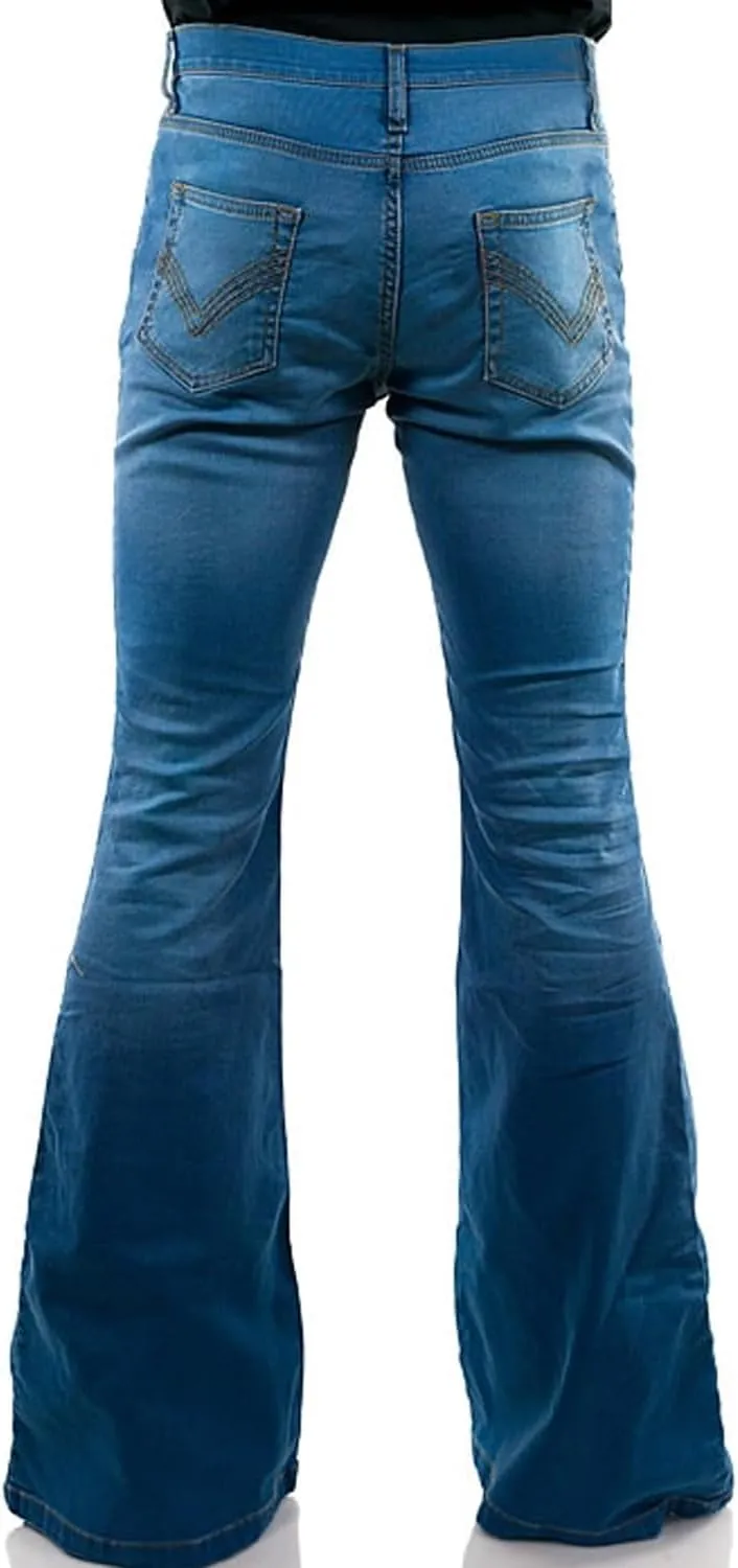 Men's Vintage Bell Bottom Jeans 60s 70s Outfits for Men,Mens Bell Bottoms Disco Pants Flared Jeans