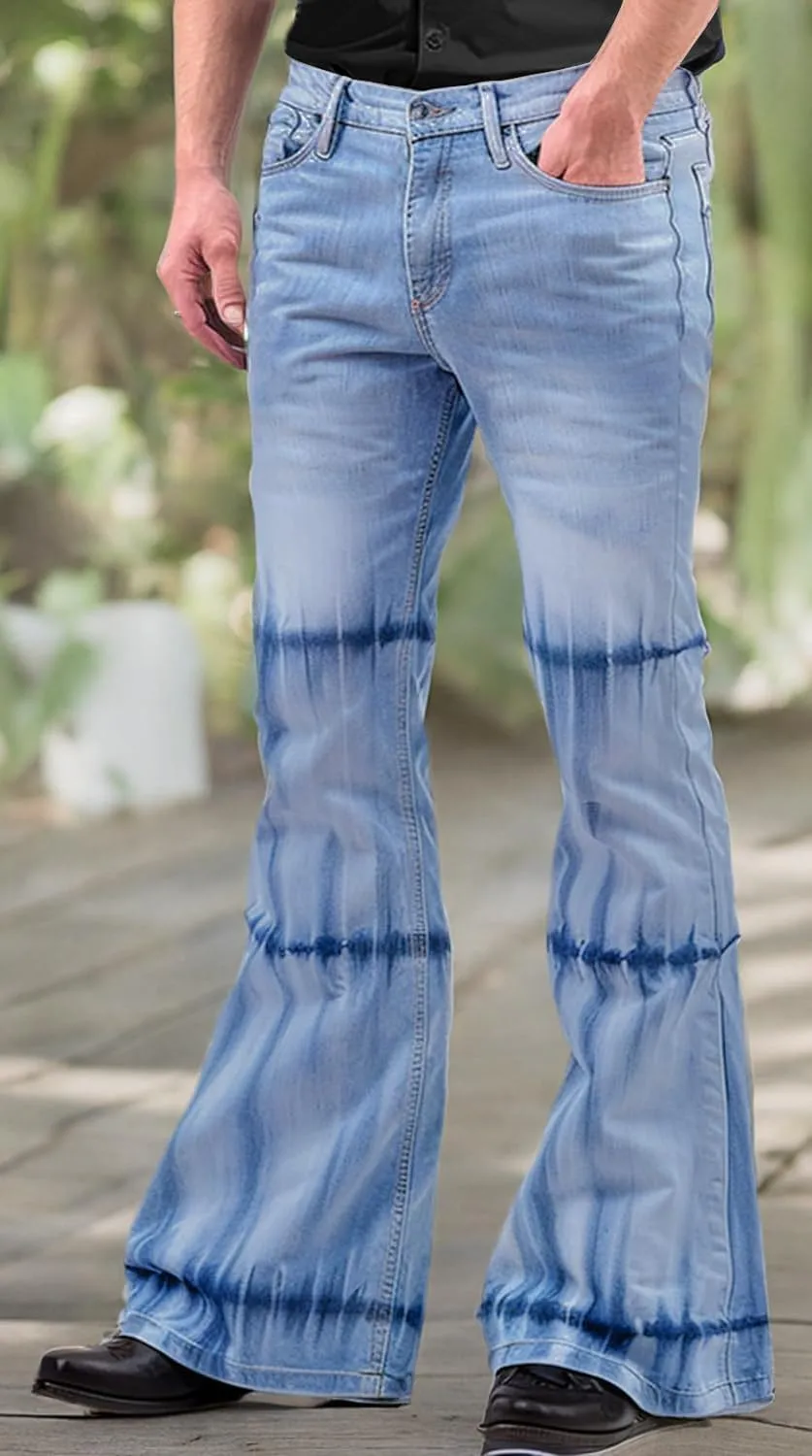 Men's Vintage Bell Bottom Jeans 60s 70s Outfits for Men,Mens Bell Bottoms Disco Pants Flared Jeans