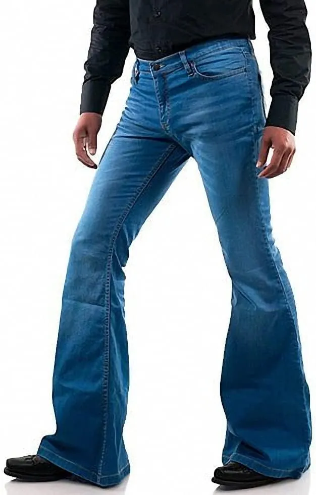 Men's Vintage Bell Bottom Jeans 60s 70s Outfits for Men,Mens Bell Bottoms Disco Pants Flared Jeans