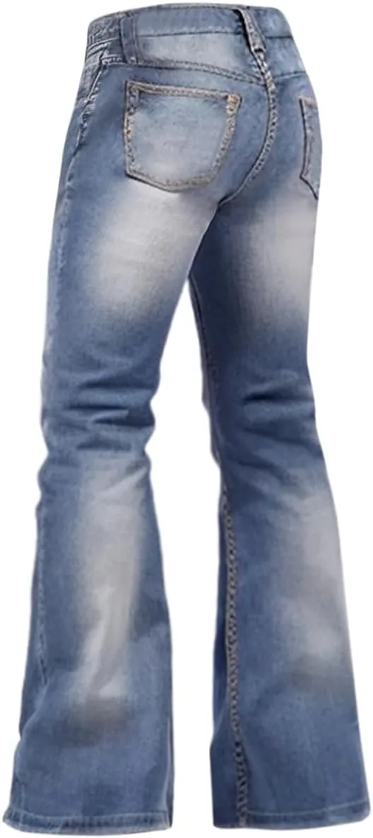 Men's Vintage Bell Bottom Jeans 60s 70s Outfits for Men,Mens Bell Bottoms Disco Pants Flared Jeans