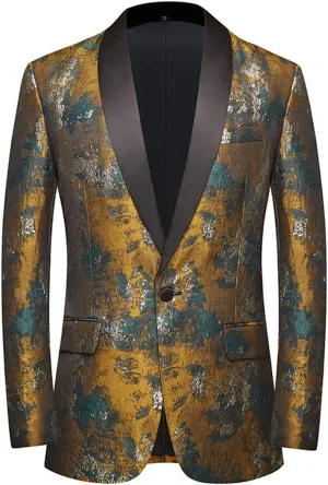 Men's Vintage Jacquard Suit Jacket Blazer Blazers Prom, Banquet, Dinner, Wedding, Prom, Party