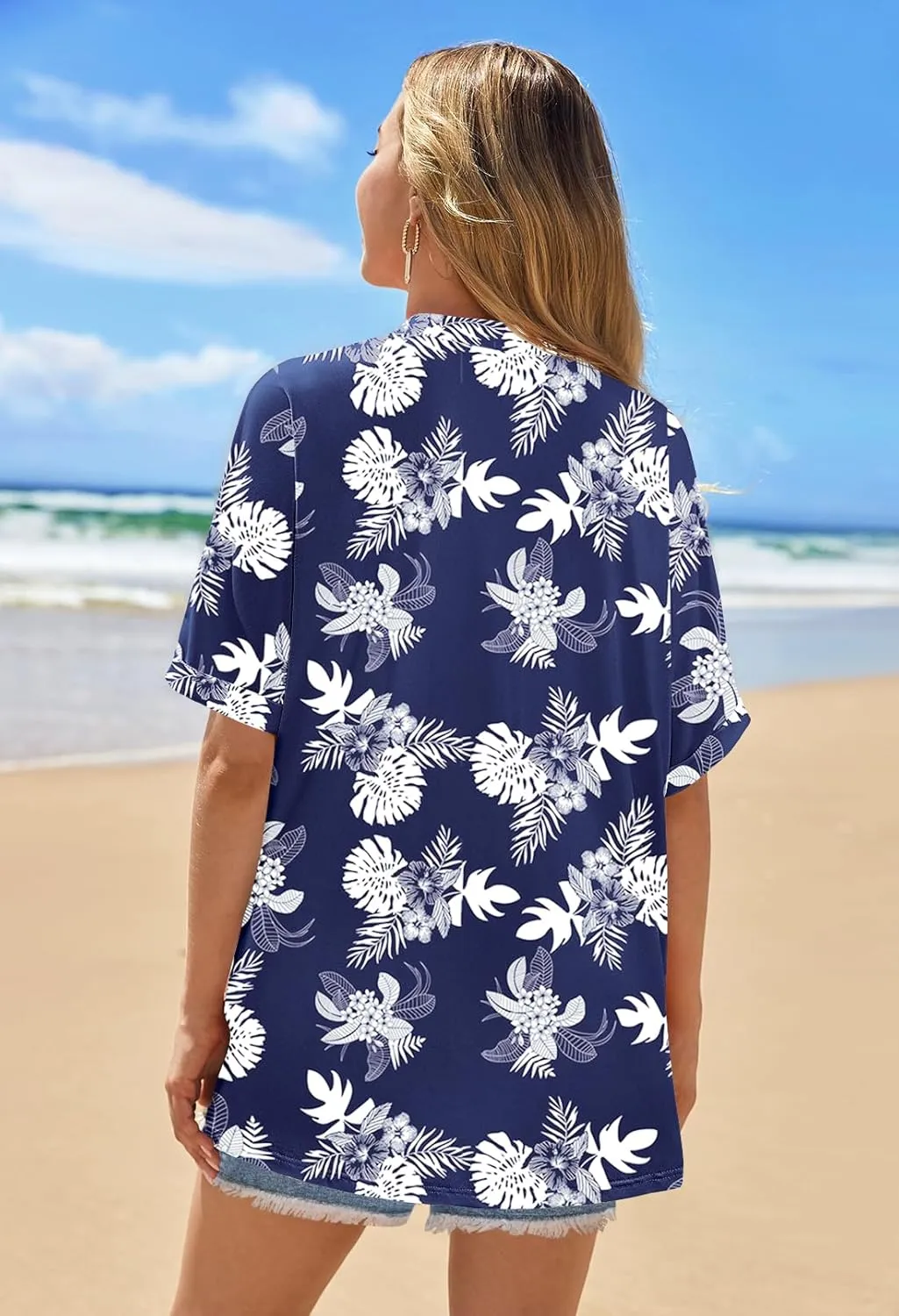 MEROKEETY Womens 2025 Summer Lightweight Cardigan Short Sleeve Open Front Casual Loose Cover Ups