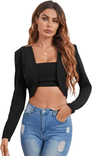 Milumia Business Casual Blazers for Women Open Front Crop Lightweight Jacket Shrug Outwear