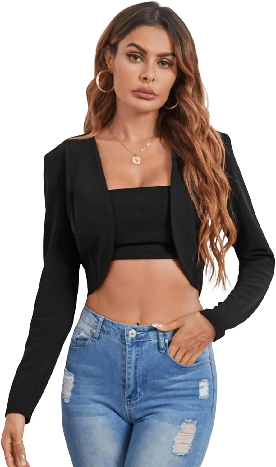Milumia Business Casual Blazers for Women Open Front Crop Lightweight Jacket Shrug Outwear