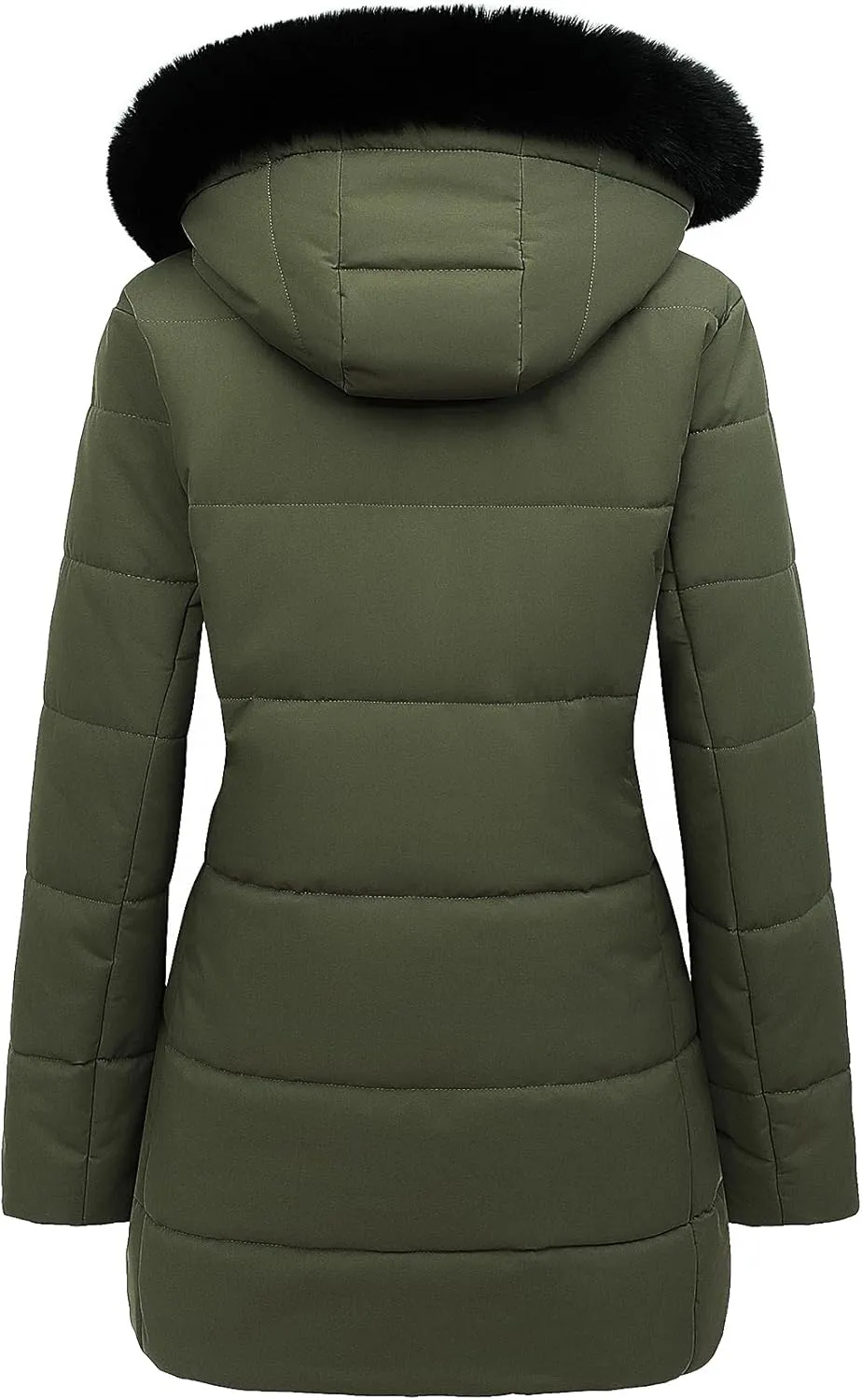 MOERDENG Women's Winter Puffer Coat Thicken Fleece Lined Down Jacket Waterproof Faux Fur Detachable Hooded Parka