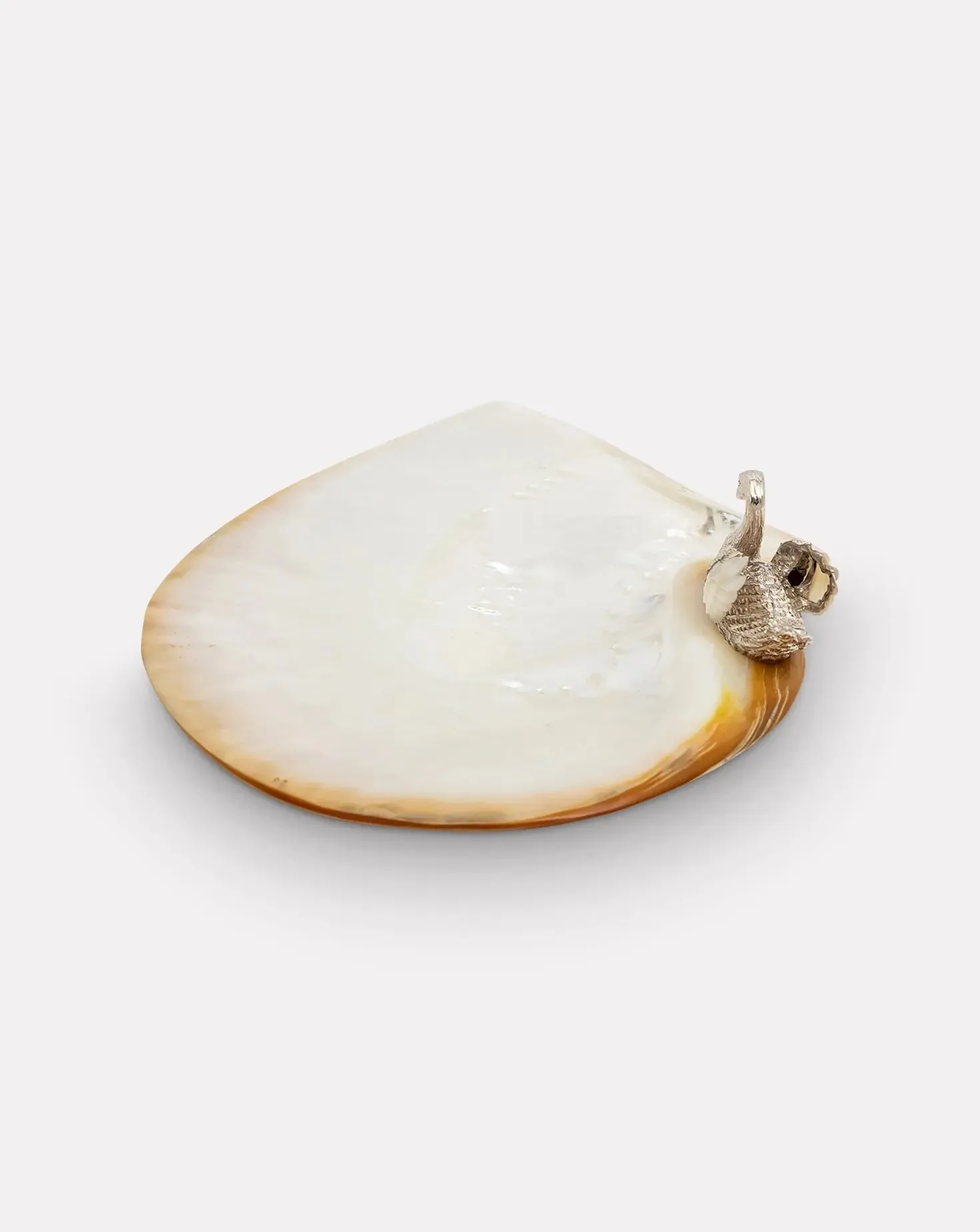 Mother Of Pearl Silver Swan & Shell Wings Plate
