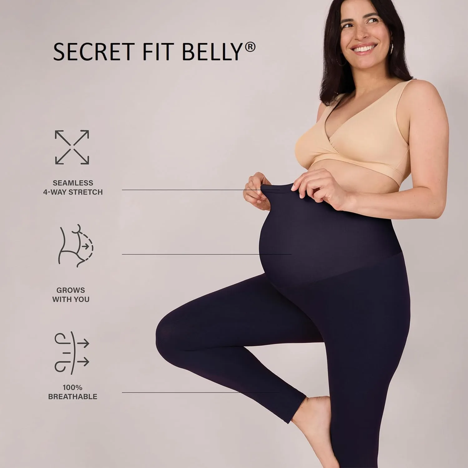 Motherhood Maternity Women's Essential Stretch Full Length Secret Fit Over The Belly Pregnancy Legging-2 Pack