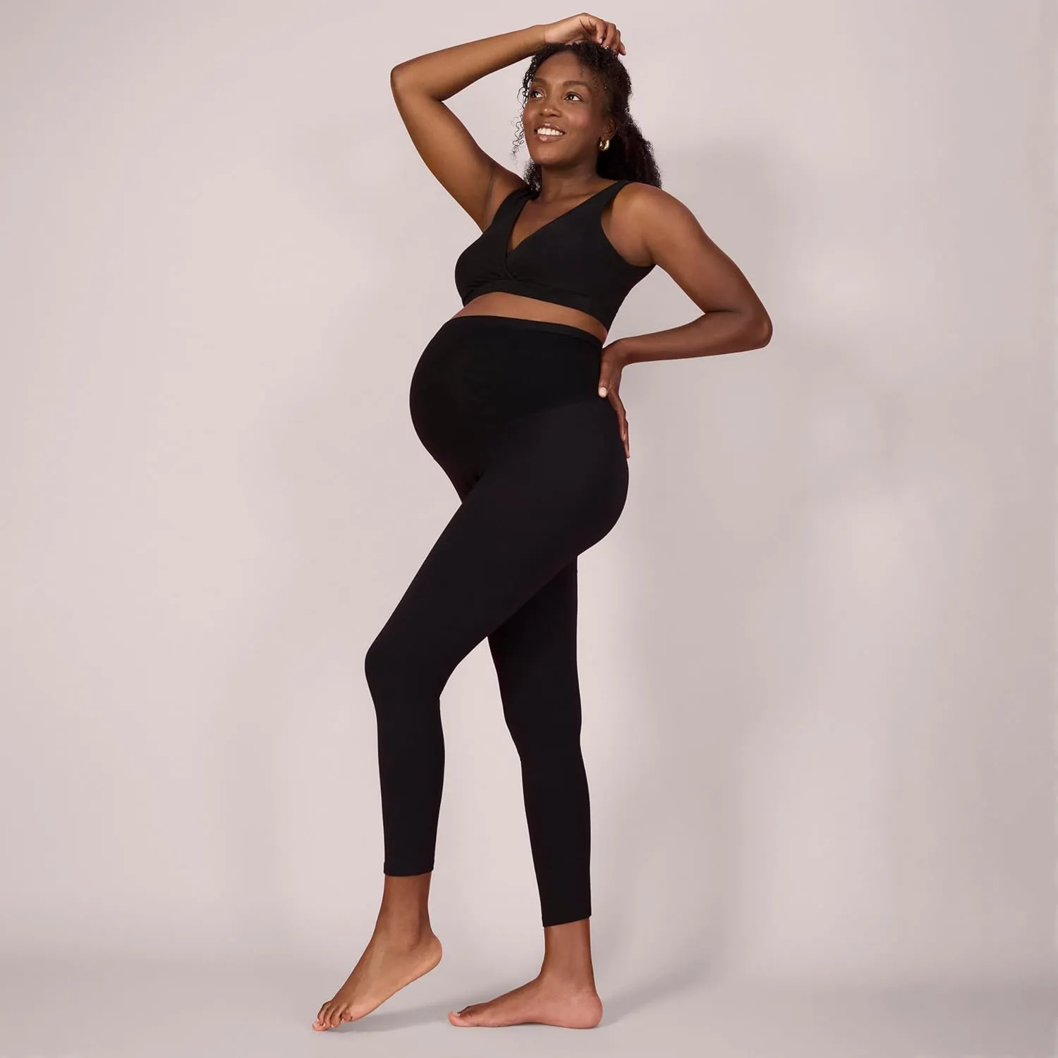 Motherhood Maternity Women's Essential Stretch Full Length Secret Fit Over The Belly Pregnancy Legging-2 Pack
