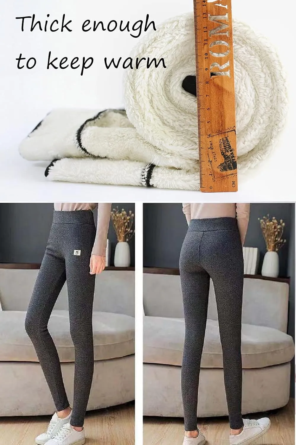 niyokki Cashmere Leggings Sherpa Fleece Women