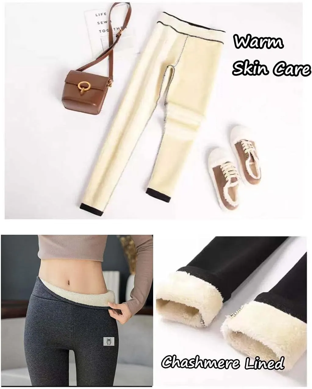 niyokki Cashmere Leggings Sherpa Fleece Women