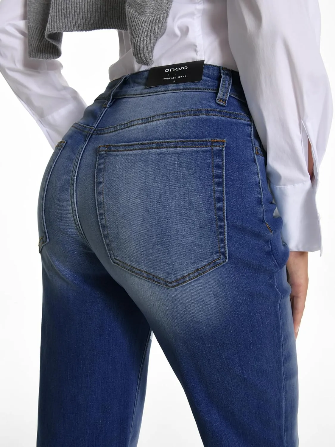 ONESO Women's Straight Leg Jeans Mid Waist Loose Stretchy Lightweight Trendy Jeans for Women Denim Pants