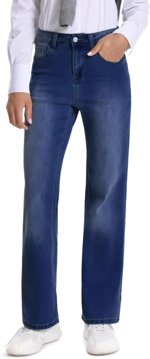 ONESO Women's Straight Leg Jeans Mid Waist Loose Stretchy Lightweight Trendy Jeans for Women Denim Pants