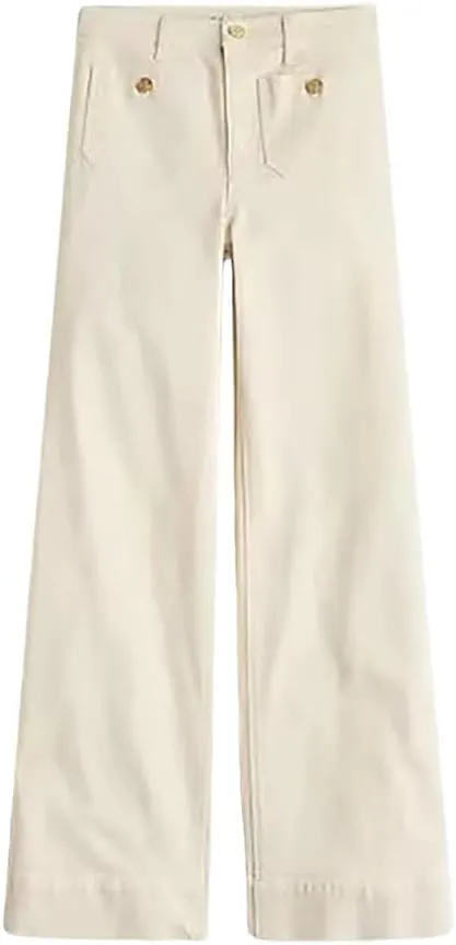 Oprah's Favorite Jeans, Tummy Control Sailor Wide Leg Trouser, High Waisted Cropped Denim Pants, Jeans for Women Trendy
