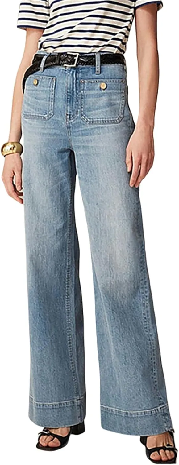 Oprah's Favorite Jeans, Tummy Control Sailor Wide Leg Trouser, High Waisted Cropped Denim Pants, Jeans for Women Trendy
