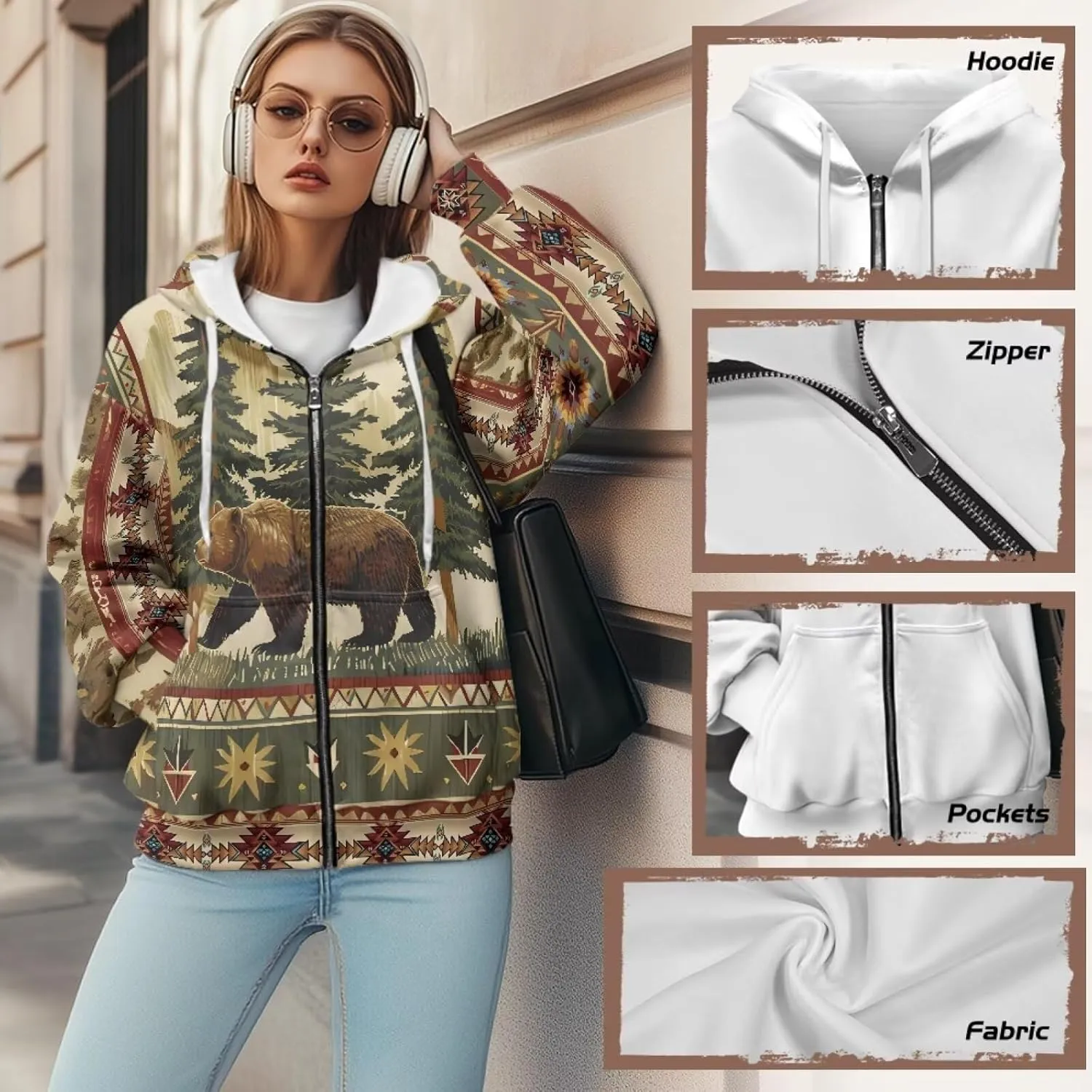 Oversized Hoodies for Women Zip-Up Front Hooded Sweatshirt Comfy Sweater Fall Clothes Activewear Jacket, XS-XL