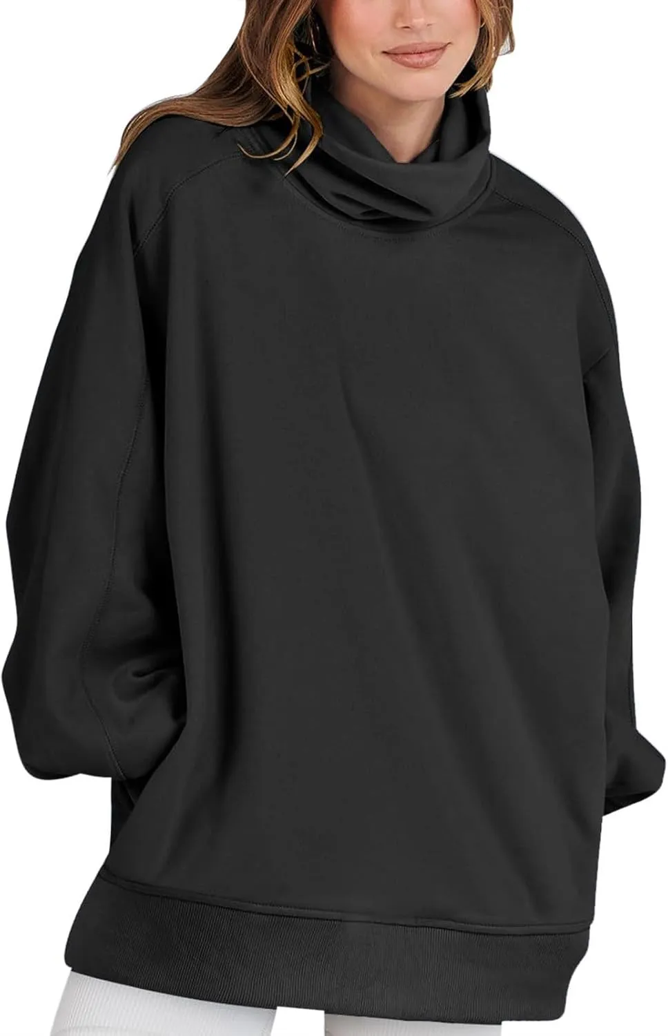 Oversized Sweatshirt For Women Fall Fashion 2024 Casual Solid Cowl Neck Pullover Tops Long Sleeve y2k Hoodies